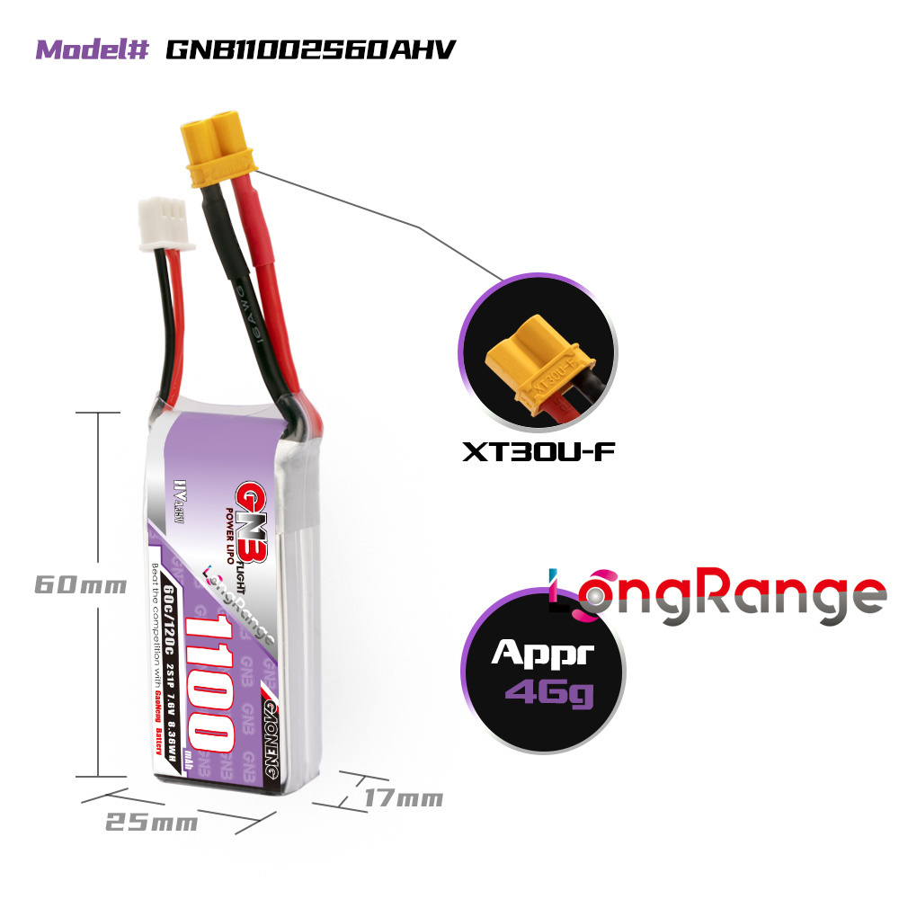 GNB 1100mAh 2S 3S 4S 6S 60C/12 - Rc Helicopter Battery บทวิจารณ์และราคา