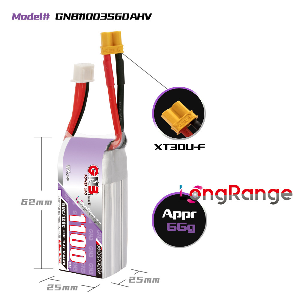 GNB 1100mAh 2S 3S 4S 6S 60C/12 - Rc Helicopter Battery บทวิจารณ์และราคา